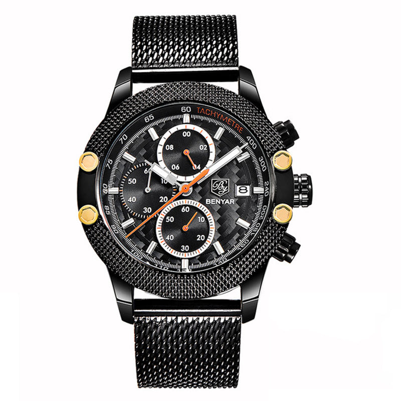 BENYAR 5109M Fashion Men Watch Chronograph 3ATM Waterproof Stainless Steel Strap Quartz Watch