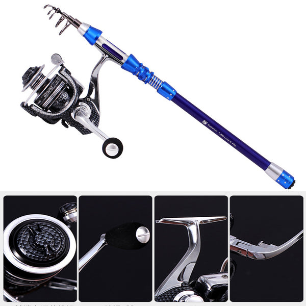 ZANLURE 1.5m/1.8m/2.1m/2.4m High Carbon Telescopic Fishing Rod Set Portable Fishing Pole Set