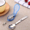 1 Pcs Folding Tableware Stainless Steel Salad Spoon Camping BBQ Picnic Dinnerware