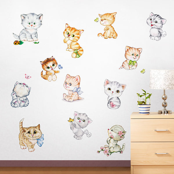 Miico FX1020L Cute Cartoon Cat Stickers Decorative Sticker Wall Stickers Toilet Stickers