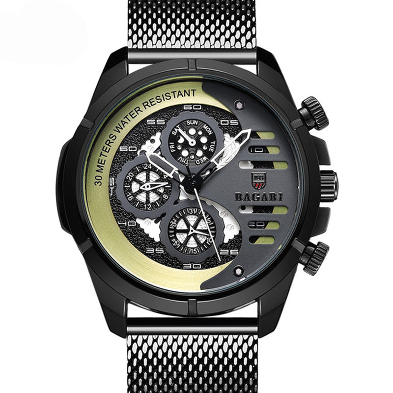 BAGARI 1802 Decorative Little Dials Quartz Watch Business Style Men Wrist Watch