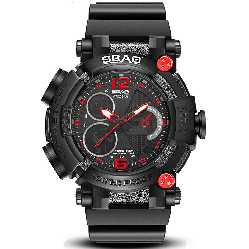 SBAO S-8019-2 Dual Display Digital Watch Luminous Display Alarm Calendar Stopwatch Sport Watch