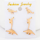 Cute Dinosaur Stud Earring Silver Gold Animal Ear Stud One Set of Sweet Earrings Jewelry for Women