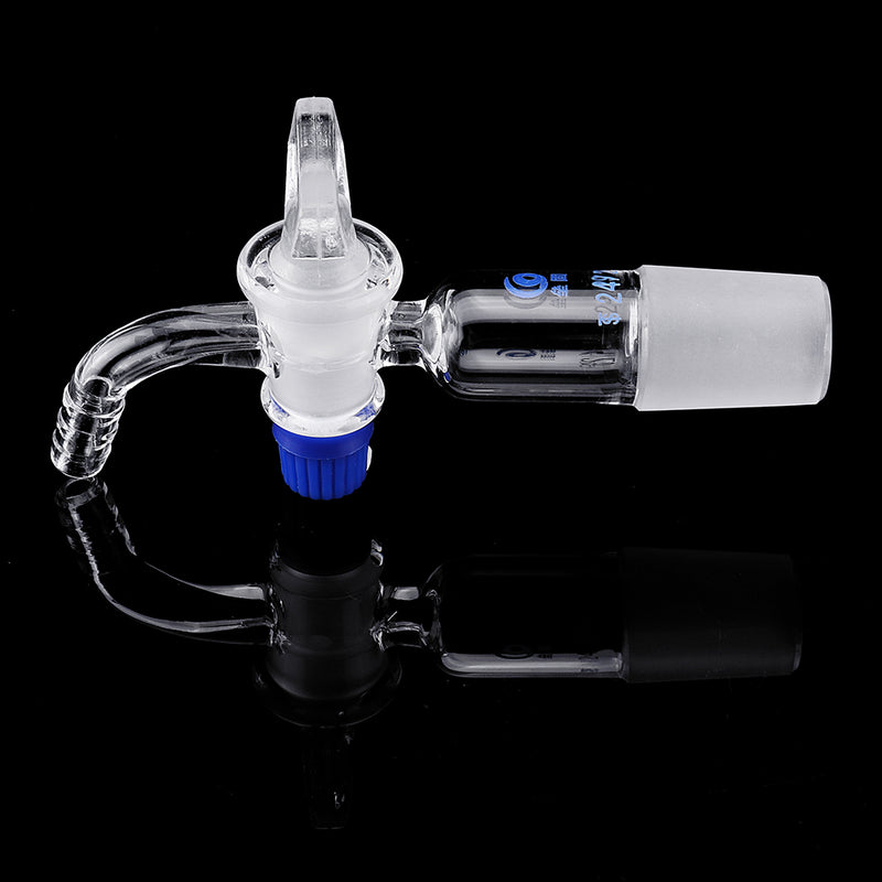24/29Glass Adapter Vacuum Flow Control Adapter with Glass Stopcock Male Ground Joint to Right Angle Hose Connection