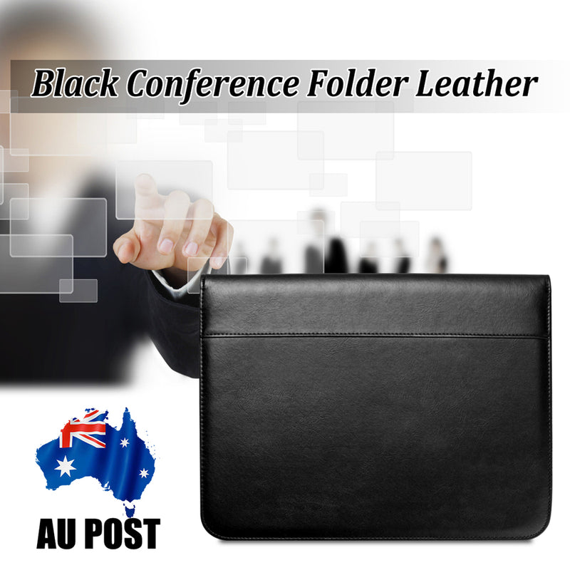 Business Briefcase Bag PU Leather Black Document File Holder Card Holder Office Handbag for Men