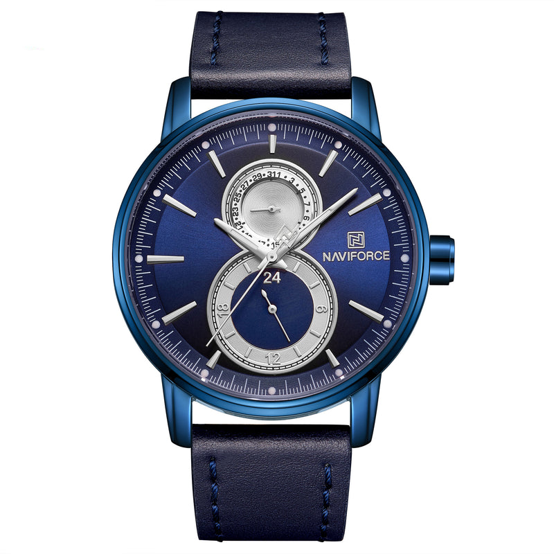 NAVIFORCE 3005 Working Little Dials Quartz Watches Leather Strap Men Wrist Watch