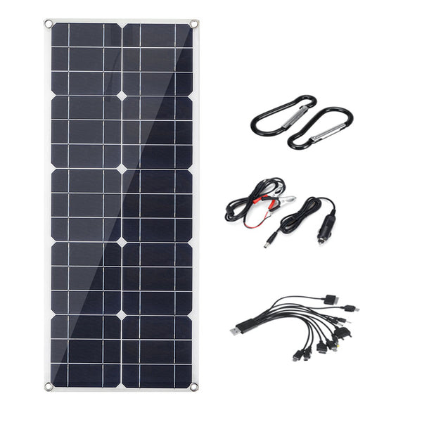 200W Flexible Solar Panel USB Monocrystalline Connecter Battery Charger For Camping Hiking Climbing Cycling