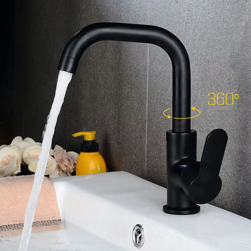 Black Copper Paint Basin Hot and Cold Faucet Kitchen Sink Rotatable Water Tap