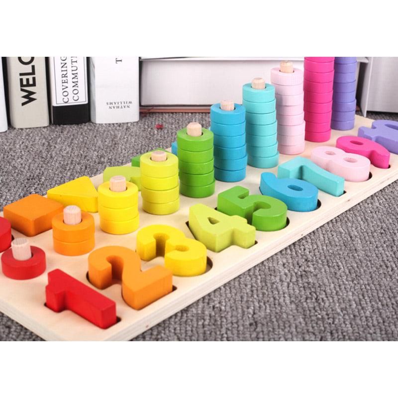 3 IN 1 Puzzle Digital Toys Teaching Aids Kindergarten Math Logarithmic Children's Early Learning Board Rainbow Circle Toys