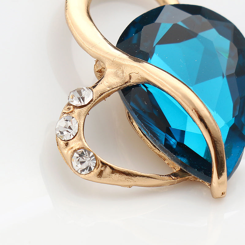 Heart Jewelry Set Water Drop Rhinestone Crystal Earrings Necklace Set Gift for Women