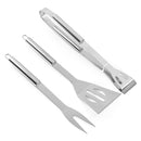 3Pcs BBQ Barbecue Tableware Stainless Steel Cooking Fork Gripper Turner Set Portable Bag Utensil