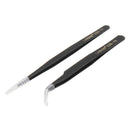LAWANG ESD-15 2PCS Stainless Steel Anti-static Tweezers