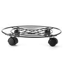 Round Metal Garden Plant Pot Shelf Mover Wheeled Trolley Heavy Duty Iron Plant Rack Stand