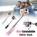 Atongm Wired Control Extendable Foldable Mini Selfie Stick Black