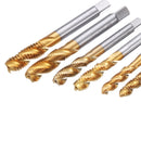 Drillpro HSS Spiral Flute Hand Tap Imperial Titanium Coated Machine Screw Plug Tap Drill