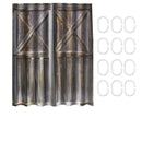 70.9" x 70.9" Rustic Wooden Barn Door Waterproof Shower Curtain Bathroom Mat