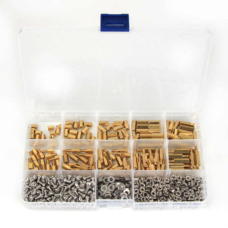 Suleve M3BH6 750Pcs M3 Brass Male-Female Hex Column Standoff Support Spacer Pillar 304 Stainless Steel Bolt And Cross Screw Nut Assortment for PCB Board
