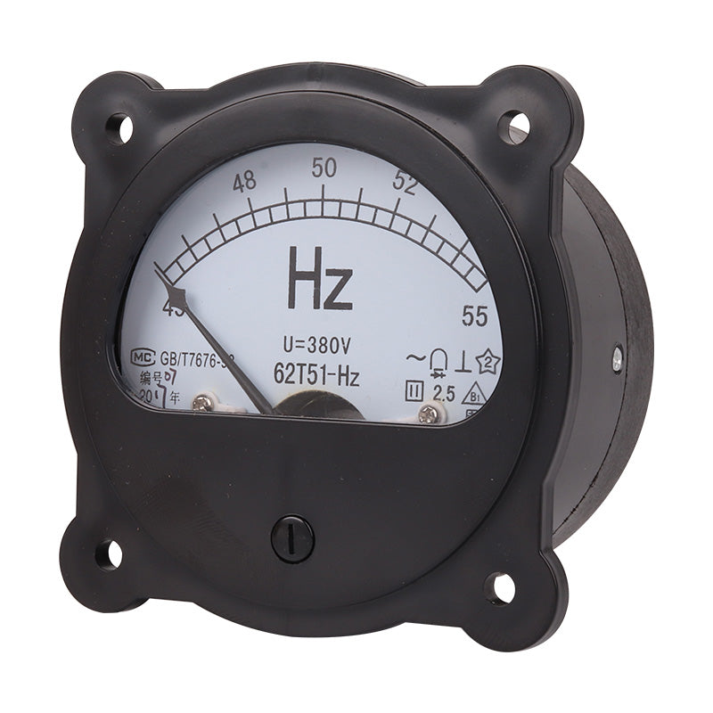 62T51-Hz AC 220V 380V 45-55 Hz Black Frequency Voltmeter Panel Meter Round Analog Dial