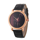 Red-crowned Crane Pattern Colorful Leather Strap Fashion Men Quartz Watch
