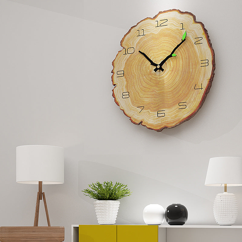 Loskii MW002 Creative Wooden Pattern Wall Clock Mute Wall Clock Quartz Wall Clock For Home Office Decorations