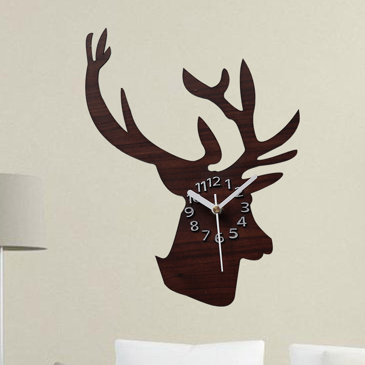 Emoyo ECY005 DIY Creative Deer Head Wall Clock Animal Wall Clock For Home Office Decorations