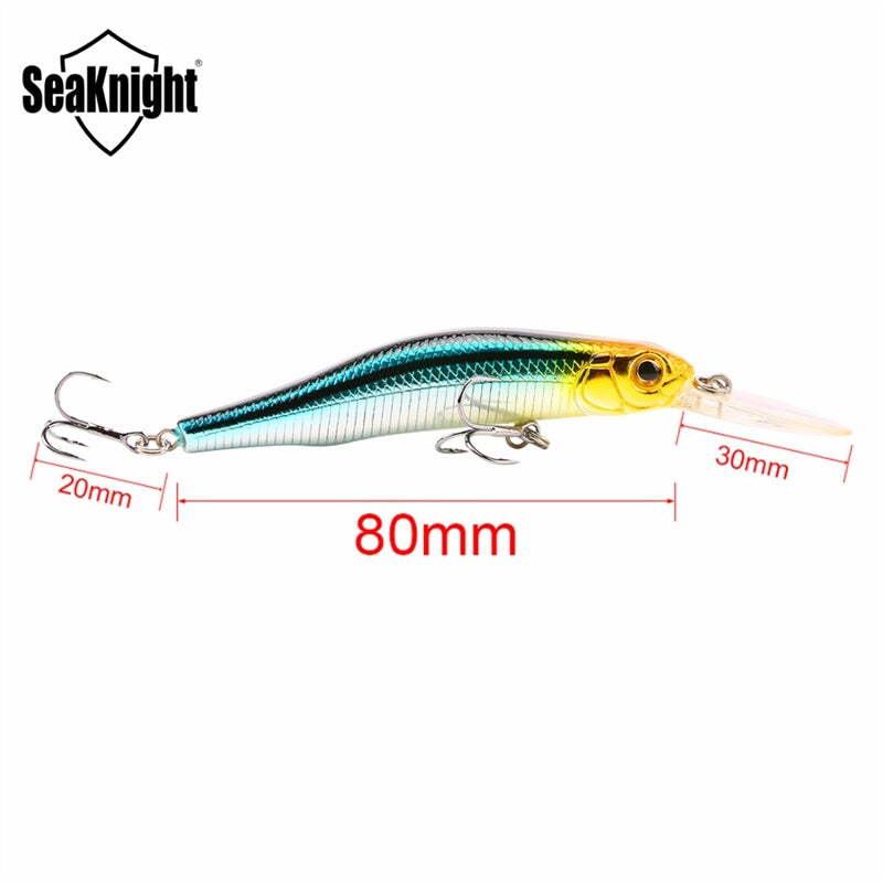 SeaKnight SK022 1PC 9g 80mm 0-1.5m Depth Minnow Fishing Lure BKK Hooks Fishing Hard Baits
