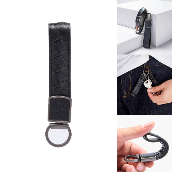 XIAOMI VLLICON Leather Keychain Hand Woven 360 Rotating Car Key Ring Holder