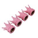 4 Pcs Pink Crown Style Car Tire Air Valve Stems Cover Caps Durable Wheel Rims