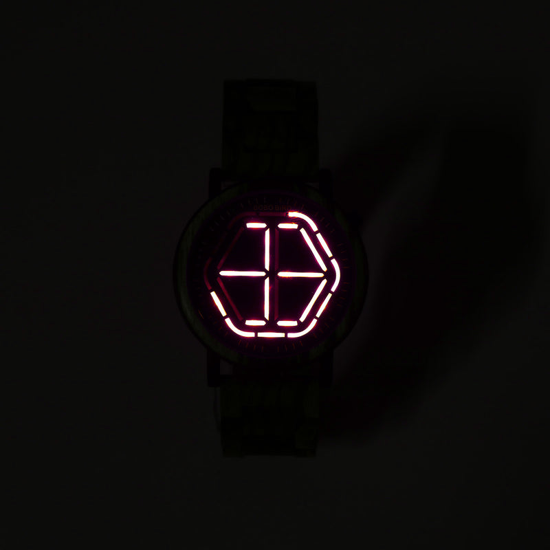 BOBO BIRD Creative Night Vision Wooden Watch Colorful LED Unique Time Display Men Quartz Watch