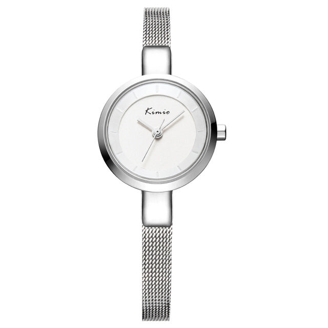 LVPAI K6115 Small Dial Cute Style Women Wrist Watch Mesh Steel Quartz Watches