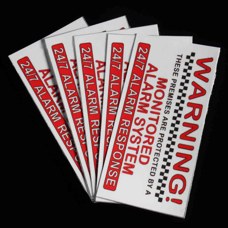 5Pcs Alarm System Monitored Warning Security External Sign Stickers PVC Waterproof