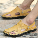 Men's Outdoor  Daily Casual Sandals Wrapped Toe Leather Hand-sewn 3-fold Reinforced Suture Shoes