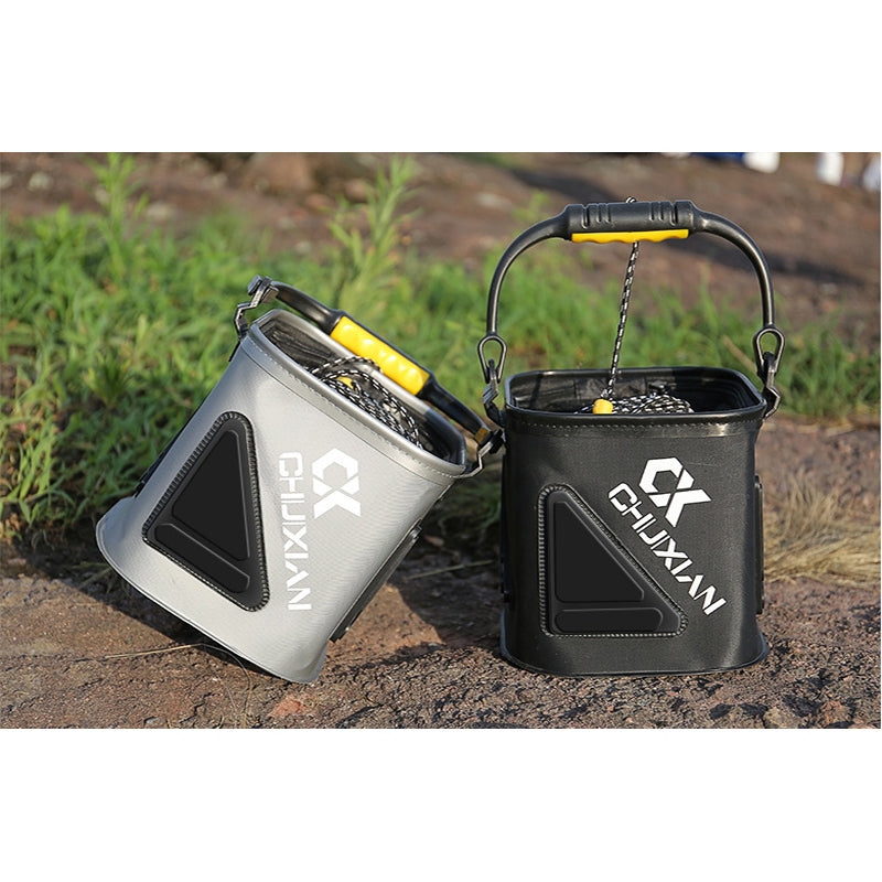 ZANLURE 8L Outdoor Portable Multifunctional EVA Folding Fishing Bucket Fishing Tools Barrel Fishing Storage Bucket-Black/Grey