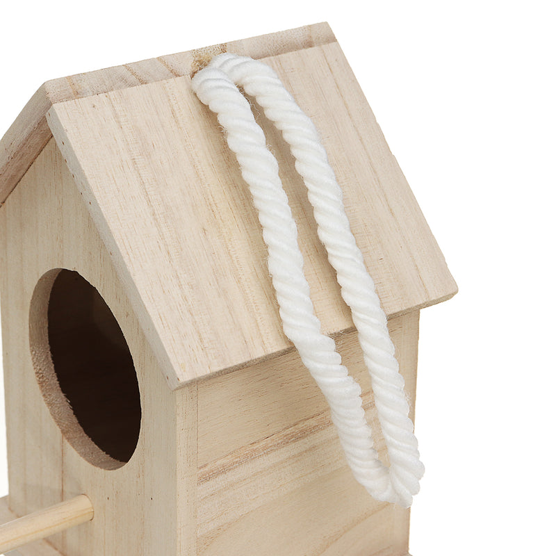 Wooden Bird House Feeder Wild Birds Nest Home Garden Nesting With Hanging Bird Net