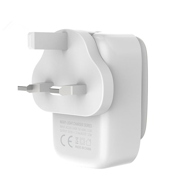 TOPK 3.4A 3 Ports Auto-ID USB Travel Wall Charger Adapter With Touch LED Lamp US UK AU EU Plug