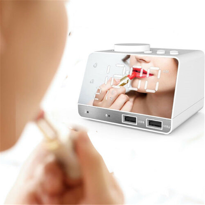 Bakeey K11 Wireless bluetooth 4.2 Bass Speaker FM Radio Mirror LED Dual Alarm Clock USB Charger
