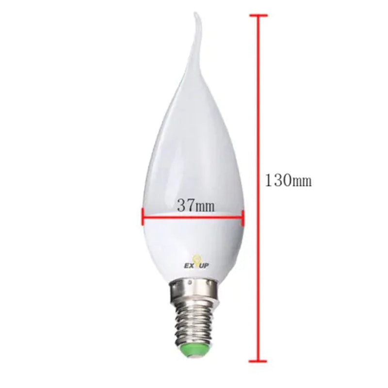 6PCS EXUP AC220V 5W E14 C37 Warm White Pure White Pull Tail LED Candle Light Bulb for Indoor Home Decoration