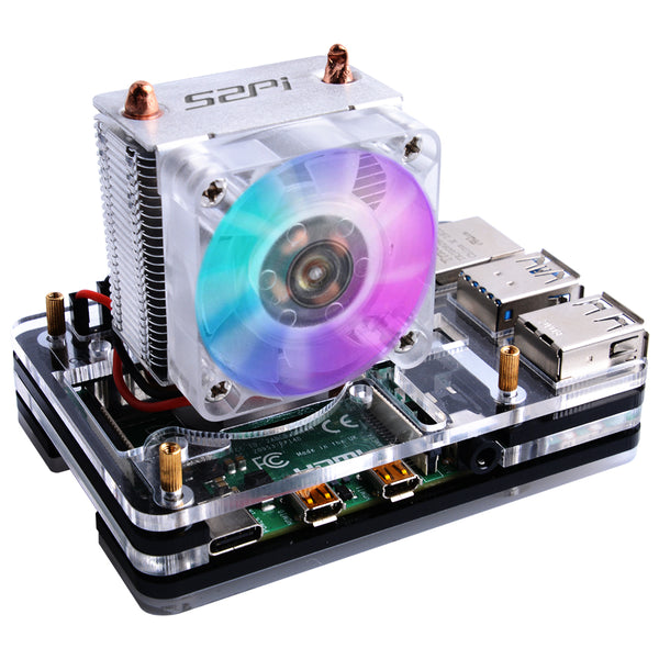 Black/Transparent/RGB Colorful 5-Layer Acrylic Case + Super Heat Dissipation ICE-Tower CPU  V2.0 Cooling Fan Kit for Raspberry Pi 4B