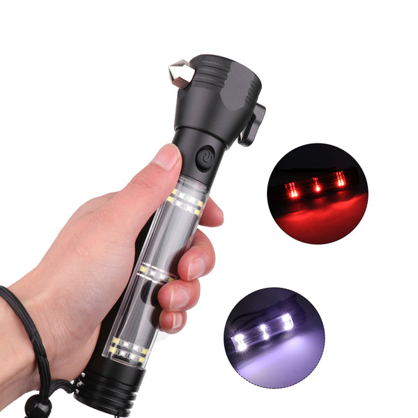 XANES 1290A XPE White Light + Red Light USB Rechargeable Flashlight Built-In 1800mAh Battery Mini LED Flashlight