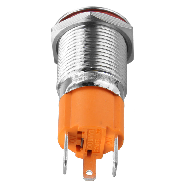 3000W 3 Pin Metal Latching Illuminated LED Switch Push Button Switch Waterproof Self-locking