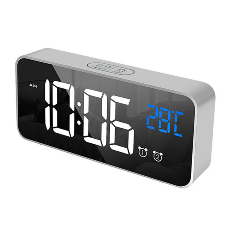 LD8808 Chargable Mirror LED Music Alarm Clock Dual Alarm Mode Temperature Display Desktop Clock