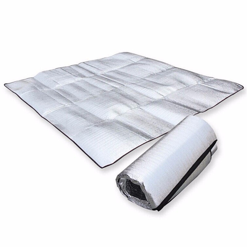 2x2m Outdoor Double Side Aluminum Foil Picnic Mat Moistureproof Folding Sleeping Beach Pad With Storage Bag Outdoor Camping