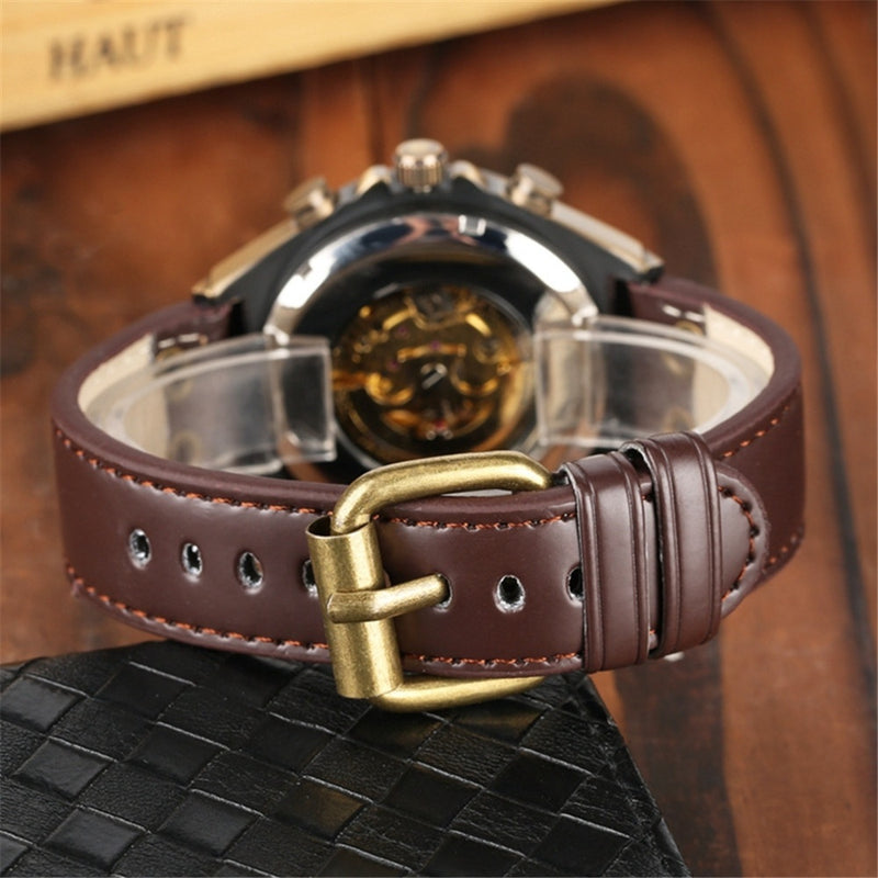 SHENHUA Brand Genuine Bronze Belt Waterproof Skeleton Men Luxury Mechanical Watch Automatic Wrist Watches