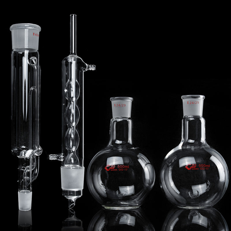 500ML Soxhlet Extractor Spherical Fat Extractor Glass Condenser For Detecting Food Seafood Dairy Products