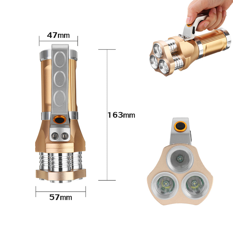 3000LM 3x T6 LED Flashlight Rechargeable Tactical Spotlight