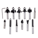 Drillpro 12pcs 8mm  Shank Tungsten Carbide Router Bit Set With Wooden Case Woodworking Cutter