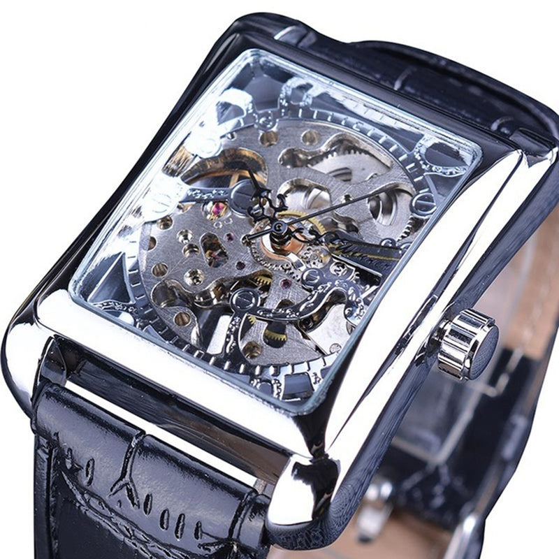 GMT983-1 Self-Wind Mechanical Watch Casual Style Rectangle Dial Stainless Steel Men Watches