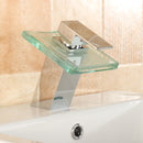 LED Color Changing Waterfall Faucet Bathroom Sink Faucet Glass Basin Bathtub Mixer Tap