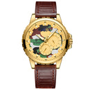TEVISE T815 Military Style Calendar Automatic Mechanical Watch Leather Strap Men Watch