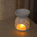 Ceramic Candle Holder Oil Incense Burner Wax Melt Warmer Daisy Design Tealight